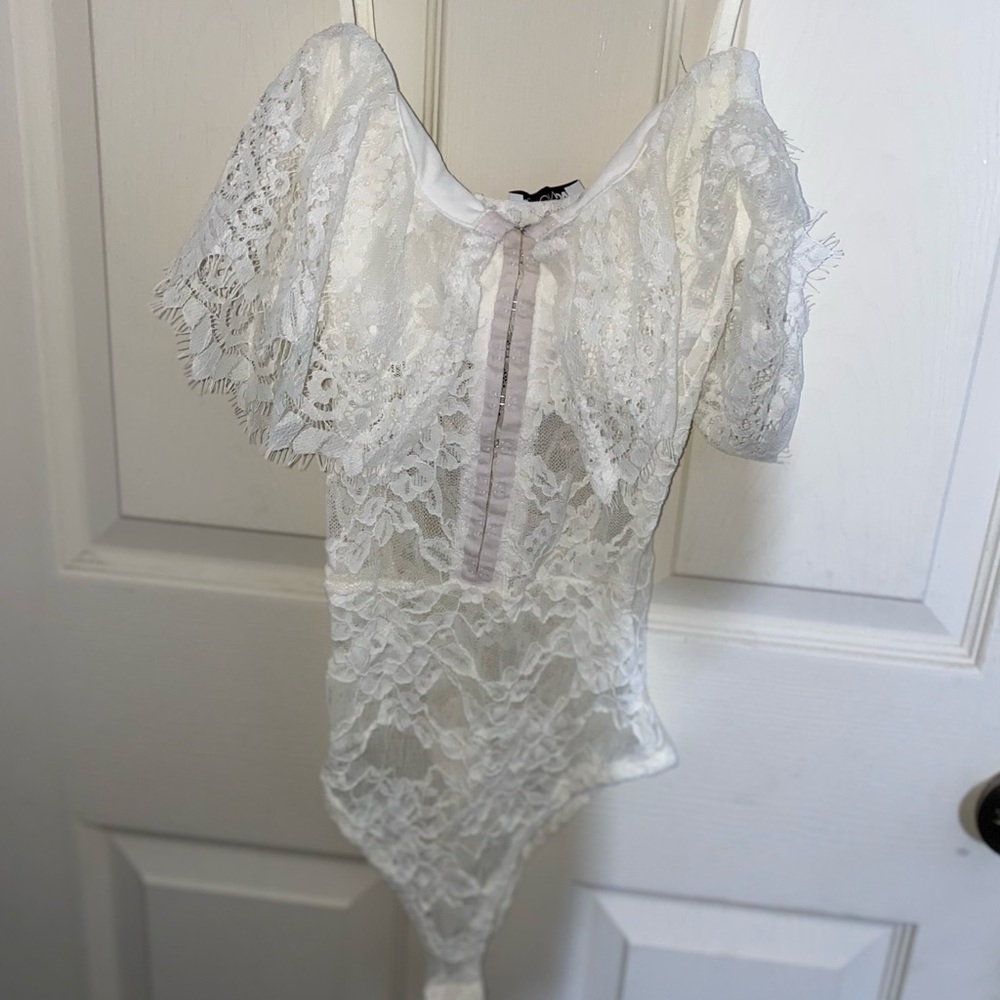 White sheer Fashion Nova Body Suit